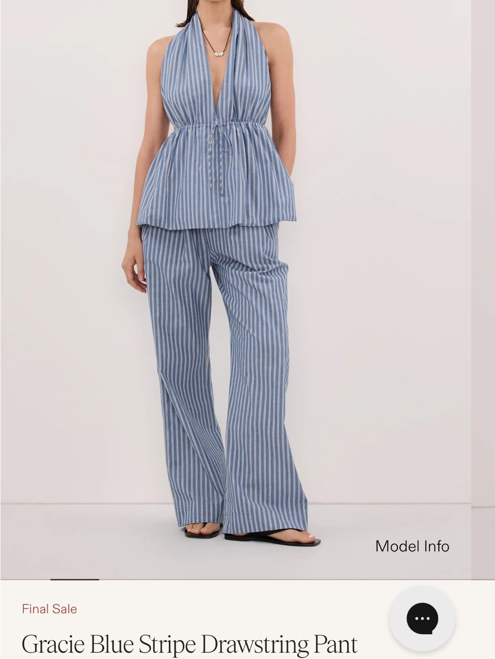 Gracie Blue Stripe Drawstring Pants - Picture 5 of 6